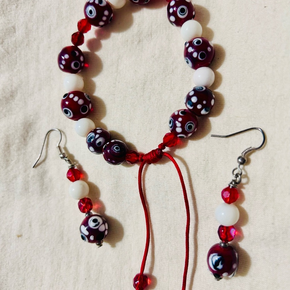 Whimsical Red and White Polka Dot Bracelet